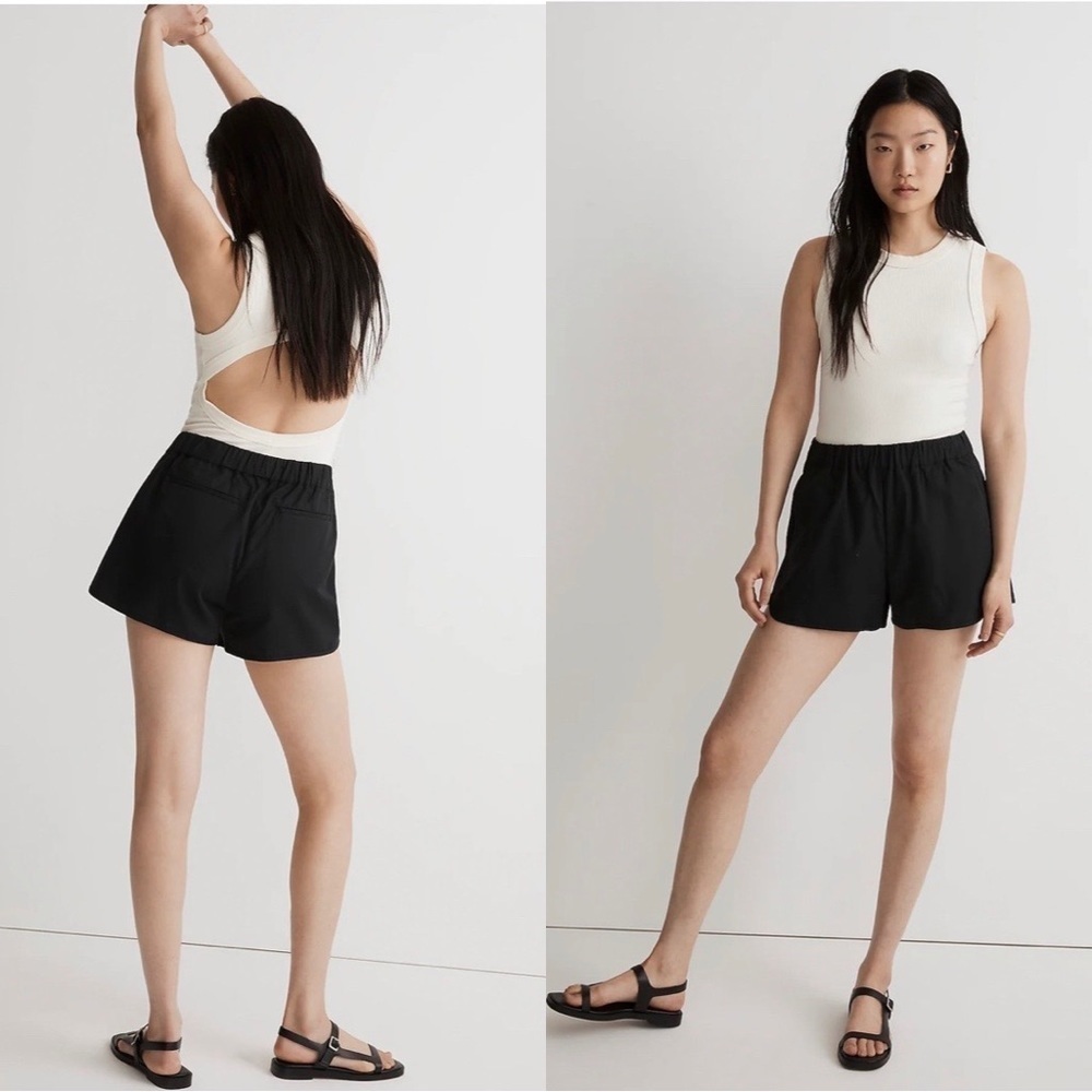 MADEWELL Cotton Pull-on High Rise Mini Shorts Black Sz L